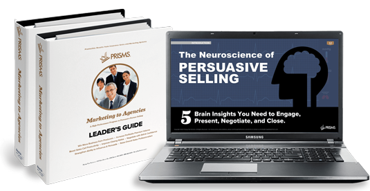 This is an example of the insurance training workbooks and online insurance courses.Images of the components of the marketing workshops for persuasive selling, including the neuroscience behind successfully selling insurance.